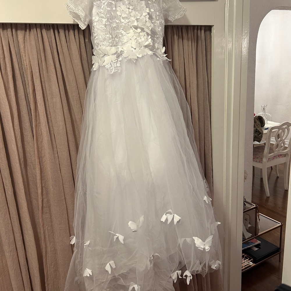 Charming White Butterfly Kids Dress
